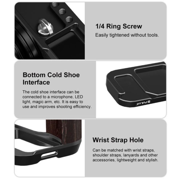 Fujifilm X100VI PULUZ 1 / 4 inch Vertical Shoot Quick Release L Plate Bracket Base Holder (Black) - Image 5