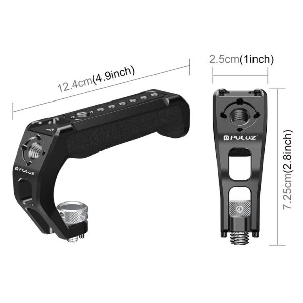 PULUZ Arri Metal Silicone Top Handle with Cold Shoe Mount for Mirrorless Camera Cage Stabilizer (Black) - Image 3