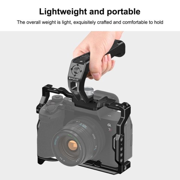 PULUZ Arri Metal Silicone Top Handle with Cold Shoe Mount for Mirrorless Camera Cage Stabilizer (Black) - Image 7