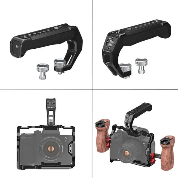 PULUZ Arri Metal Silicone Top Handle with Cold Shoe Mount for Mirrorless Camera Cage Stabilizer (Black) - Image 8