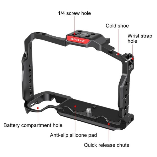 Nikon Z6III / Z6II PULUZ Metal Camera Cage Stabilizer Rig (Black) - Image 3