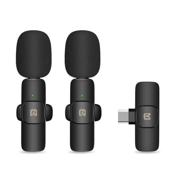 PULUZ Wireless Lavalier Noise Reduction Reverb Microphones for Type-C Phone, Type-C Receiver and Dual Microphones (Black) - Image 2