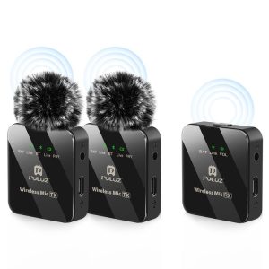 PULUZ 2 TX + 1 RX Wireless Lavalier Microphone (Black)