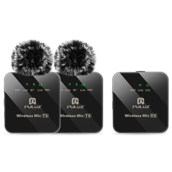 PULUZ 2 TX + 1 RX Wireless Lavalier Microphone (Black) - Image 2