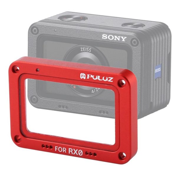 PULUZ Aluminum Alloy Flame + Tempered Glass Lens Protector for Sony RX0 / RX0 II, with Screws and Screwdrivers (Red)