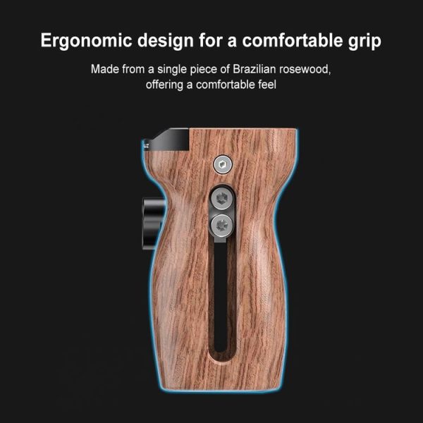 PULUZ Universal Slide Quick Release Side Wooden Handle with Cold Shoe Mount for Camera Cage Stabilizer - Image 6
