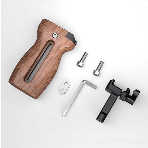 PULUZ Universal Slide Quick Release Side Wooden Handle with Cold Shoe Mount for Camera Cage Stabilizer - Image 9