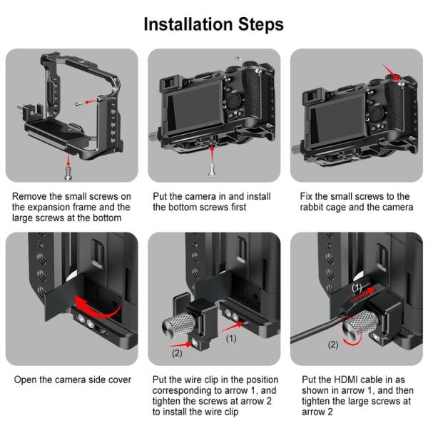 Sony ILCE-A7CM2 / Alpha 7C II / Alpha 7CR PULUZ Metal Camera Cage Stabilizer Rig (Black) - Image 10