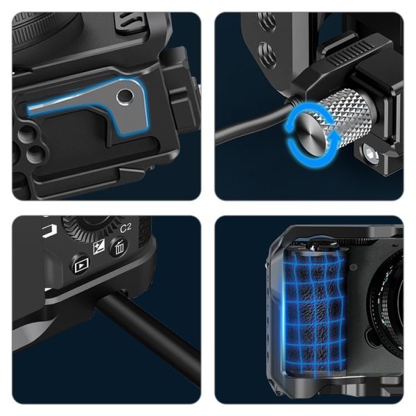Sony ILCE-A7CM2 / Alpha 7C II / Alpha 7CR PULUZ Metal Camera Cage Stabilizer Rig (Black) - Image 4