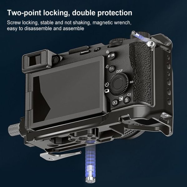 Sony ILCE-A7CM2 / Alpha 7C II / Alpha 7CR PULUZ Metal Camera Cage Stabilizer Rig (Black) - Image 7