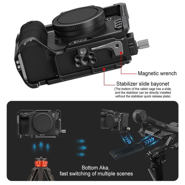 Sony ILCE-A7CM2 / Alpha 7C II / Alpha 7CR PULUZ Metal Camera Cage Stabilizer Rig (Black) - Image 8
