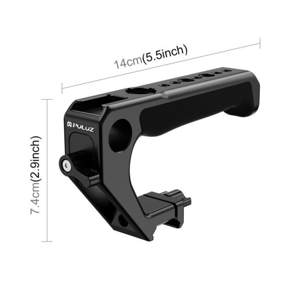 PULUZ Double-thread Metal Quick Release Top Handle with Cold Shoe for Camera Cage Stabilizer (Black) - Image 2