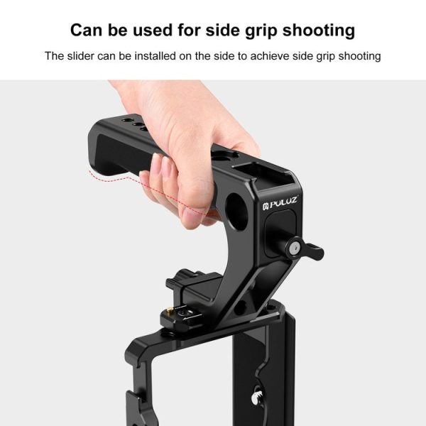 PULUZ Double-thread Metal Quick Release Top Handle with Cold Shoe for Camera Cage Stabilizer (Black) - Image 6