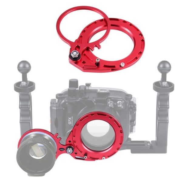 PULUZ Aluminum Alloy 67mm to 67mm Swing Wet-Lens Diopter Adapter Mount for DSLR Underwater Diving Housing (Red)