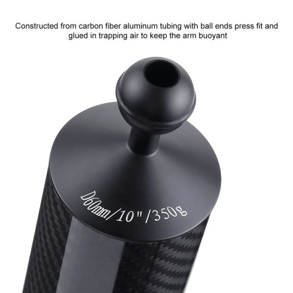 PULUZ 10.82 inch 27.5cm Length 60mm Diameter Dual Balls Carbon Fiber Floating Arm, Ball Diameter: 25mm, Buoyancy: 350g - Image 5