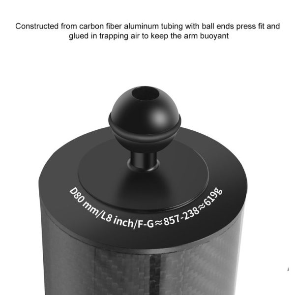 PULUZ 8 inch 20cm Length 80mm Diameter Dual Balls Carbon Fiber Floating Arm, Ball Diameter: 25mm, Buoyancy: 600g - Image 4