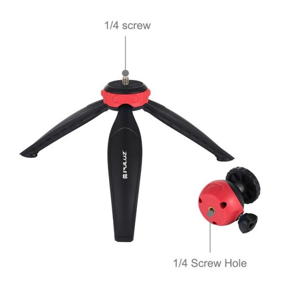 PULUZ 20cm Pocket Plastic Tripod Mount with 360 Degree Ball Head for Smartphones, GoPro, DSLR Cameras (Red) - Image 4