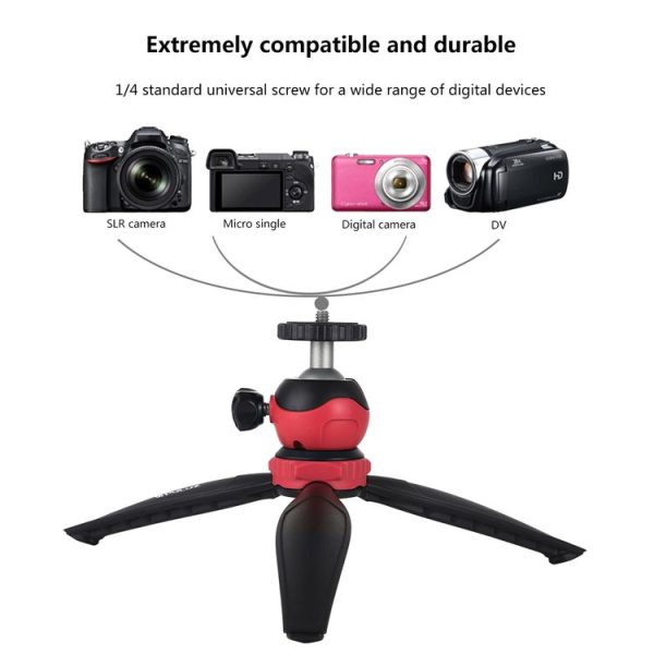PULUZ 20cm Pocket Plastic Tripod Mount with 360 Degree Ball Head for Smartphones, GoPro, DSLR Cameras (Red) - Image 5