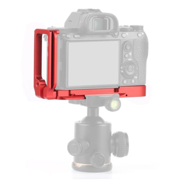PULUZ 1 / 4 inch Vertical Shoot Quick Release L Plate Bracket Base Holder for Sony A9 (ILCE-9) / A7 III / A7R III (Red)