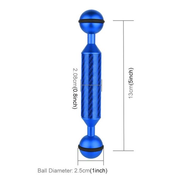 PULUZ 5 inch 13cm Length 20.8mm Diameter Dual Balls Carbon Fiber Floating Arm, Ball Diameter: 25mm (Blue) - Image 3