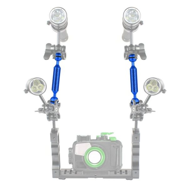 PULUZ 5 inch 13cm Length 20.8mm Diameter Dual Balls Carbon Fiber Floating Arm, Ball Diameter: 25mm (Blue) - Image 6