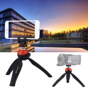 PULUZ Pocket Mini Tripod Mount with 360 Degree Ball Head & Phone Clamp for Smartphones (Red)