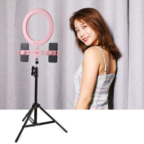 PULUZ Live Broadcast Dual Phone Brackets Horizontal Holder for iPhone, Galaxy, Huawei, Xiaomi, Sony and Other Smart Phones (Pink) - Image 6