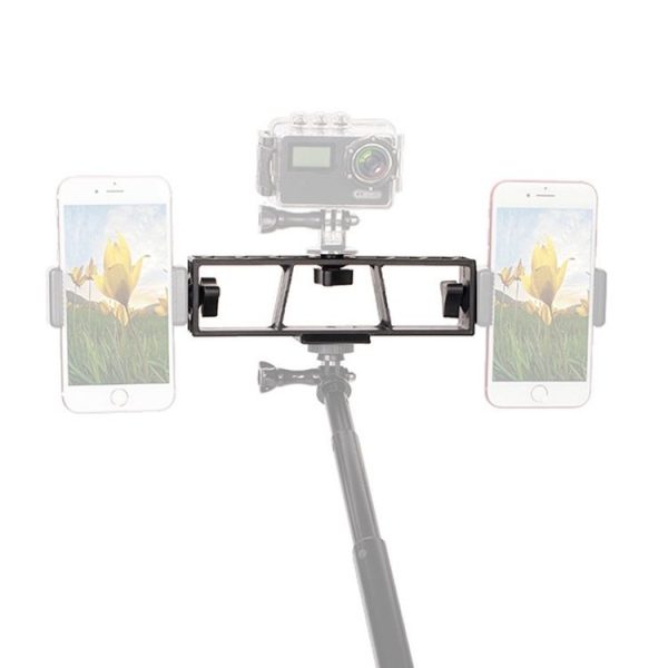 PULUZ Live Broadcast Multi-camera Stand Clip Bracket Holder with 3 x 1 / 4 inch Threads Screw (Black)