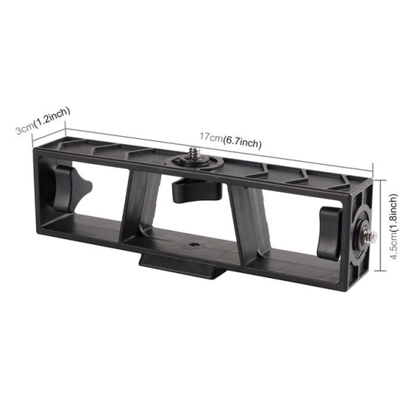 PULUZ Live Broadcast Multi-camera Stand Clip Bracket Holder with 3 x 1 / 4 inch Threads Screw (Black) - Image 4