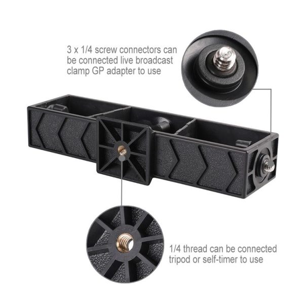 PULUZ Live Broadcast Multi-camera Stand Clip Bracket Holder with 3 x 1 / 4 inch Threads Screw (Black) - Image 5