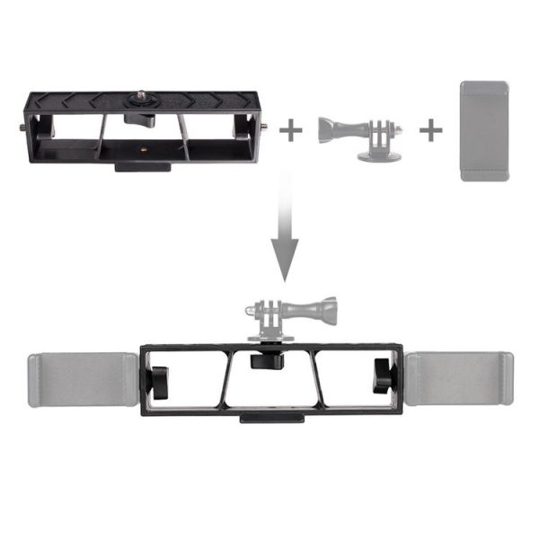PULUZ Live Broadcast Multi-camera Stand Clip Bracket Holder with 3 x 1 / 4 inch Threads Screw (Black) - Image 6