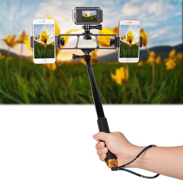 PULUZ Live Broadcast Multi-camera Stand Clip Bracket Holder with 3 x 1 / 4 inch Threads Screw (Black) - Image 7