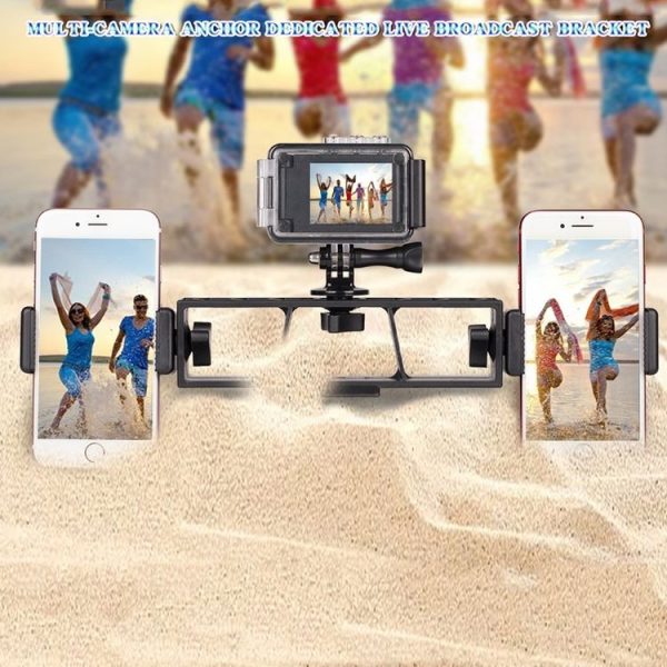 PULUZ Live Broadcast Multi-camera Stand Clip Bracket Holder with 3 x 1 / 4 inch Threads Screw (Black) - Image 8