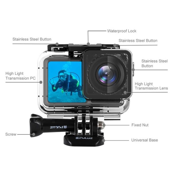 PULUZ 61m Underwater Waterproof Housing Diving Case for DJI Osmo Action, with Buckle Basic Mount & Screw - Image 3