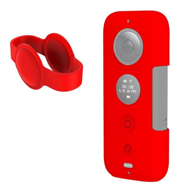 PULUZ Silicone Protective Case with Lens Cover for Insta360 ONE X (Red)