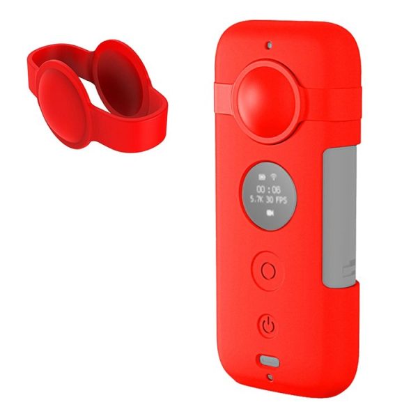 PULUZ Silicone Protective Case with Lens Cover for Insta360 ONE X (Red) - Image 6