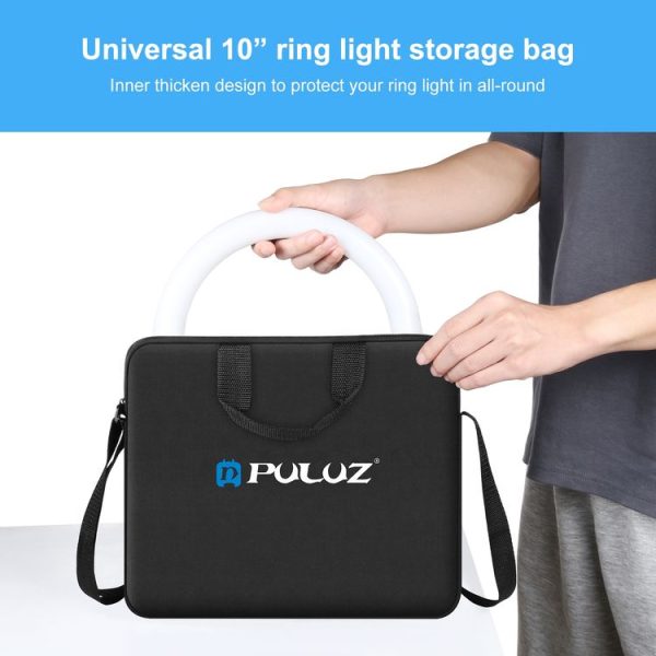 PULUZ 10 inch Ring LED Lights Portable Zipper Storage Bag Shoulder Handbags, Size: 33cm x 28cm x 3cm (Black) - Image 5