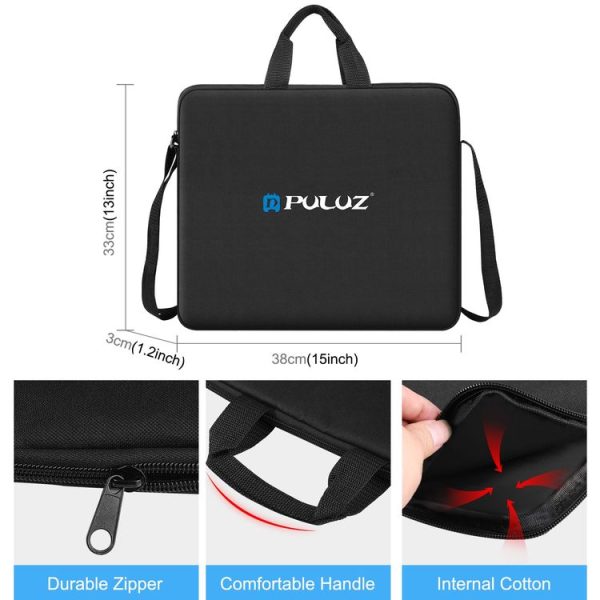 PULUZ 12 inch Ring LED Lights Portable Zipper Storage Bag Shoulder Handbags, Size: 38cm x 33cm x 3cm (Black) - Image 4