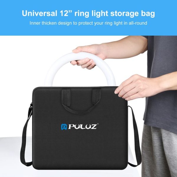 PULUZ 12 inch Ring LED Lights Portable Zipper Storage Bag Shoulder Handbags, Size: 38cm x 33cm x 3cm (Black) - Image 5