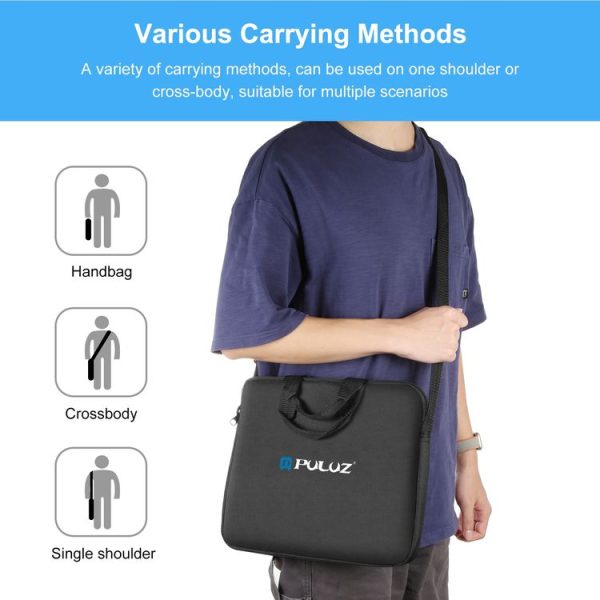 PULUZ 12 inch Ring LED Lights Portable Zipper Storage Bag Shoulder Handbags, Size: 38cm x 33cm x 3cm (Black) - Image 7