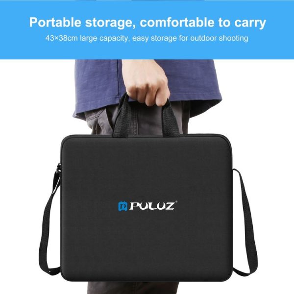 PULUZ 14 inch Ring LED Lights Portable Zipper Storage Bag Shoulder Handbags, Size: 43cm x 38cm x 3cm (Black) - Image 6