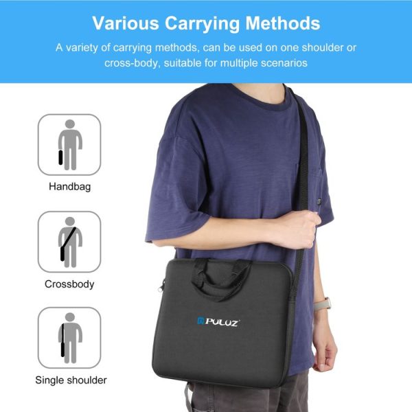 PULUZ 14 inch Ring LED Lights Portable Zipper Storage Bag Shoulder Handbags, Size: 43cm x 38cm x 3cm (Black) - Image 7