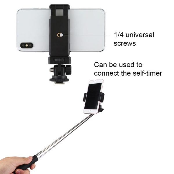 PULUZ 1 / 4 inch Screw Thread Cold Shoe Tripod Mount Adapter with Phone Clamp - Image 5