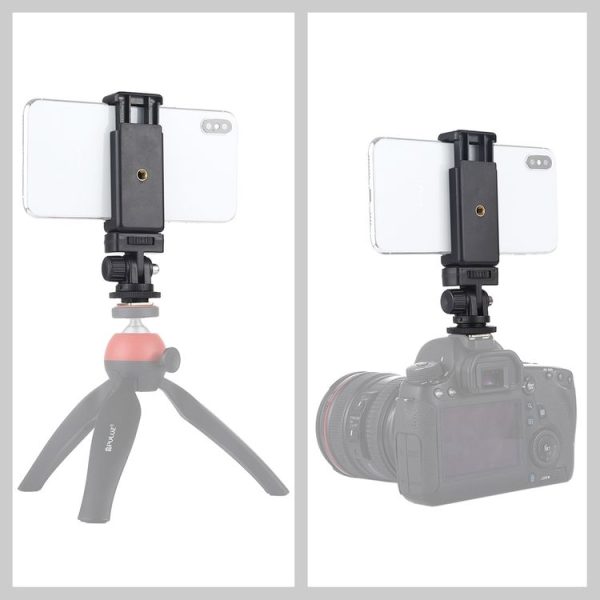 PULUZ 1 / 4 inch Screw Thread Cold Shoe Tripod Mount Adapter with Phone Clamp - Image 7