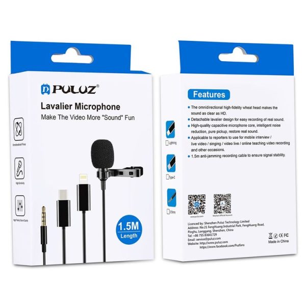 PULUZ 1.5m 3.5mm Jack Lavalier Wired Condenser Recording Microphone - Image 12