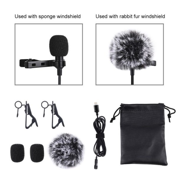 PULUZ 1.5m 8 Pin Jack Lavalier Wired Condenser Recording Microphone - Image 8
