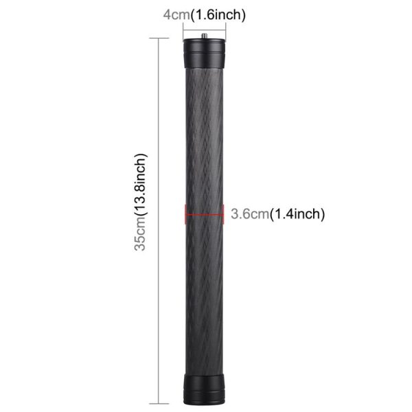 PULUZ Carbon Fiber Extension Monopod Pole Rod Extendable Stick for DJI / MOZA / Feiyu V2 / Zhiyun G5 / SPG Gimbal, Length: 35cm (Black) - Image 3