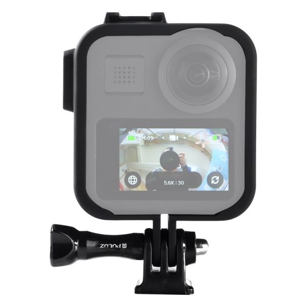 PULUZ ABS Plastic Shockproof Side Frame Mount Protective Case with Base & Long Screw for GoPro Max (Black)