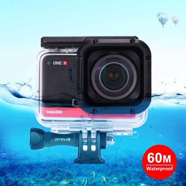PULUZ 60m Underwater Depth Diving Case Waterproof Camera Housing for Insta360 ONE R 4K Wide-angle Edition (Transparent)