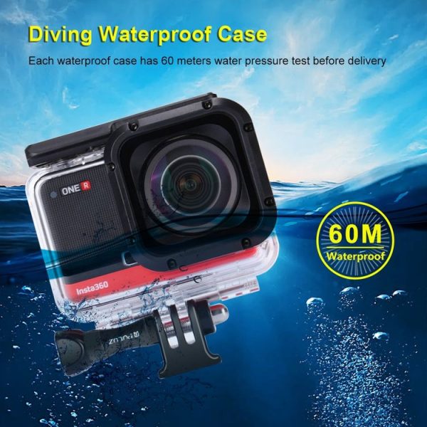 PULUZ 60m Underwater Depth Diving Case Waterproof Camera Housing for Insta360 ONE R 4K Wide-angle Edition (Transparent) - Image 5